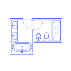 Layouts Bathrooms Primary Split Luxury Bidet 2 Wall Center Sticker Outline Svg File, Free Vectors File